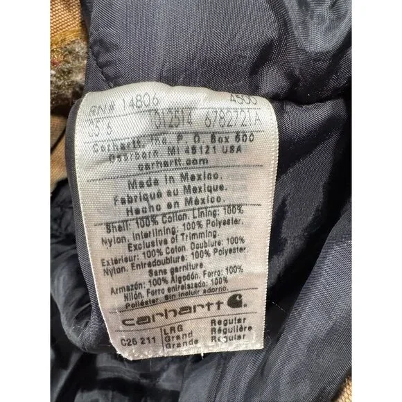 Carhartt Sandstone Duck Arctic Traditional Coat Tan Canvas Work C26 211 Men's L - Picture 13 of 13